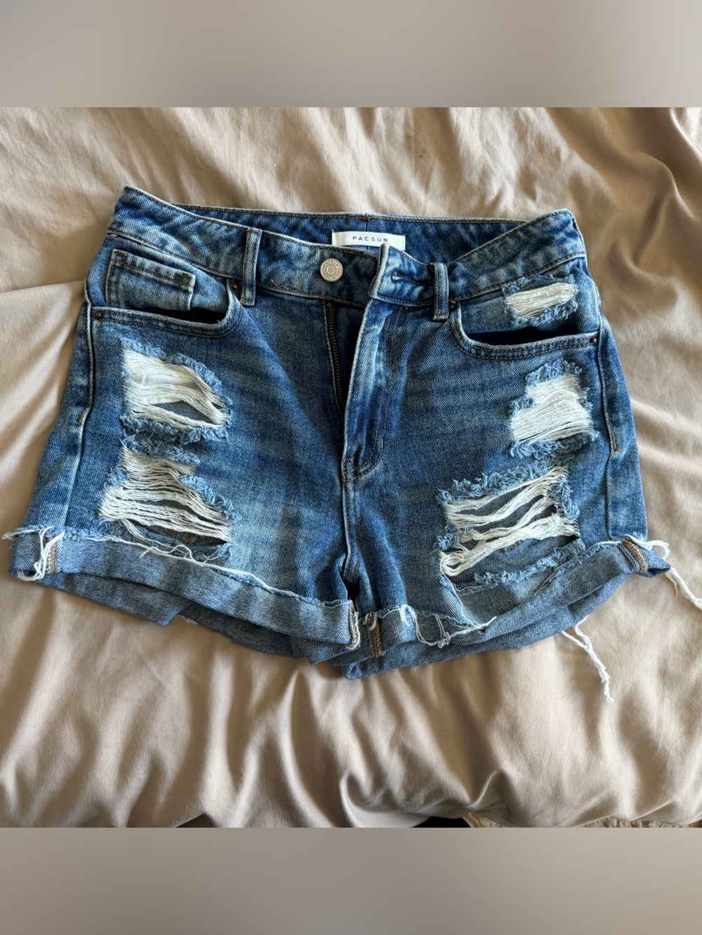 PacSun Ripped Blue Denim Jean Shorts
